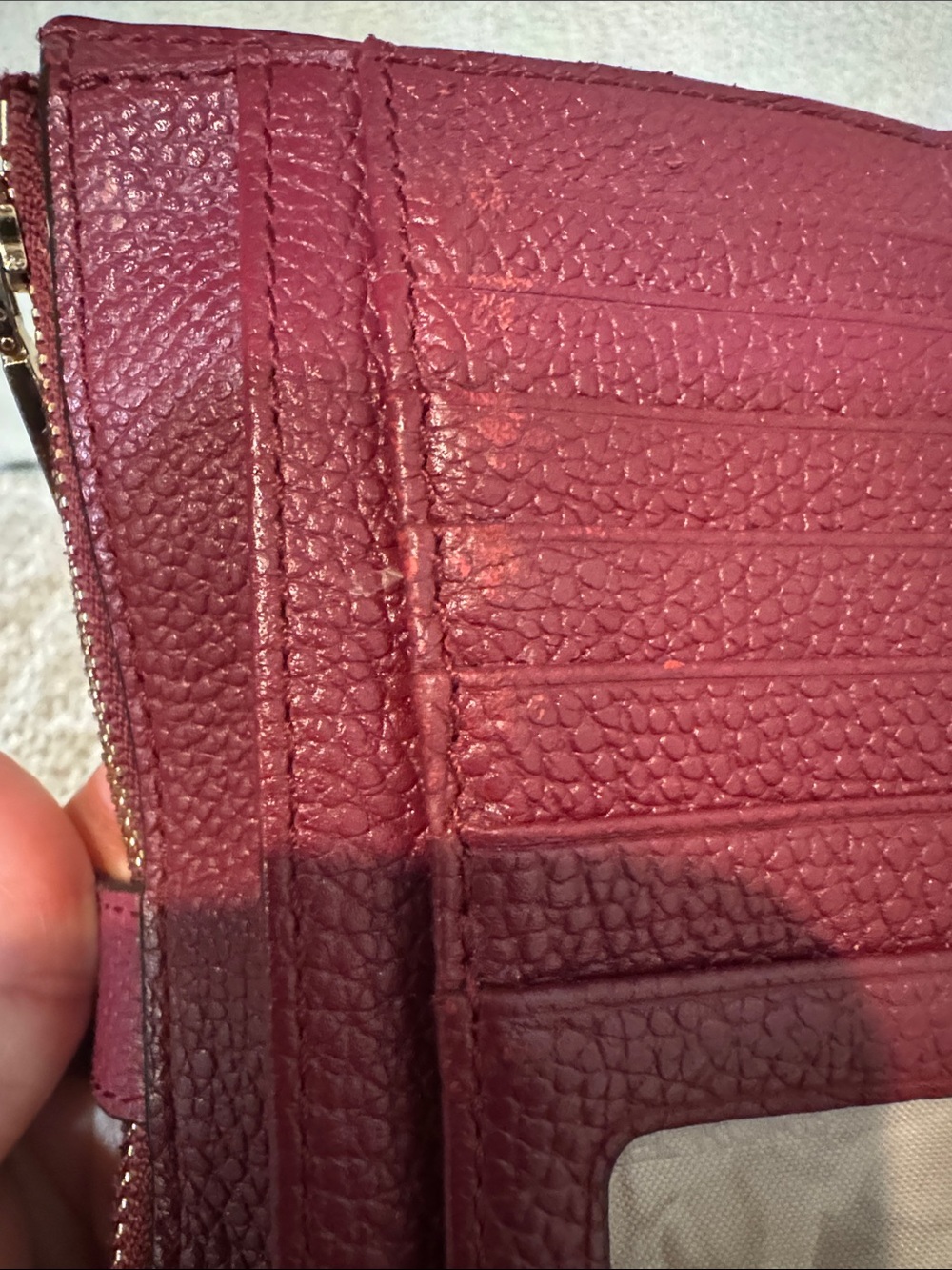 Michael Kors Raspberry Red Pebbled Leather Large Bifold Wristlet - Picture 7 of 14
